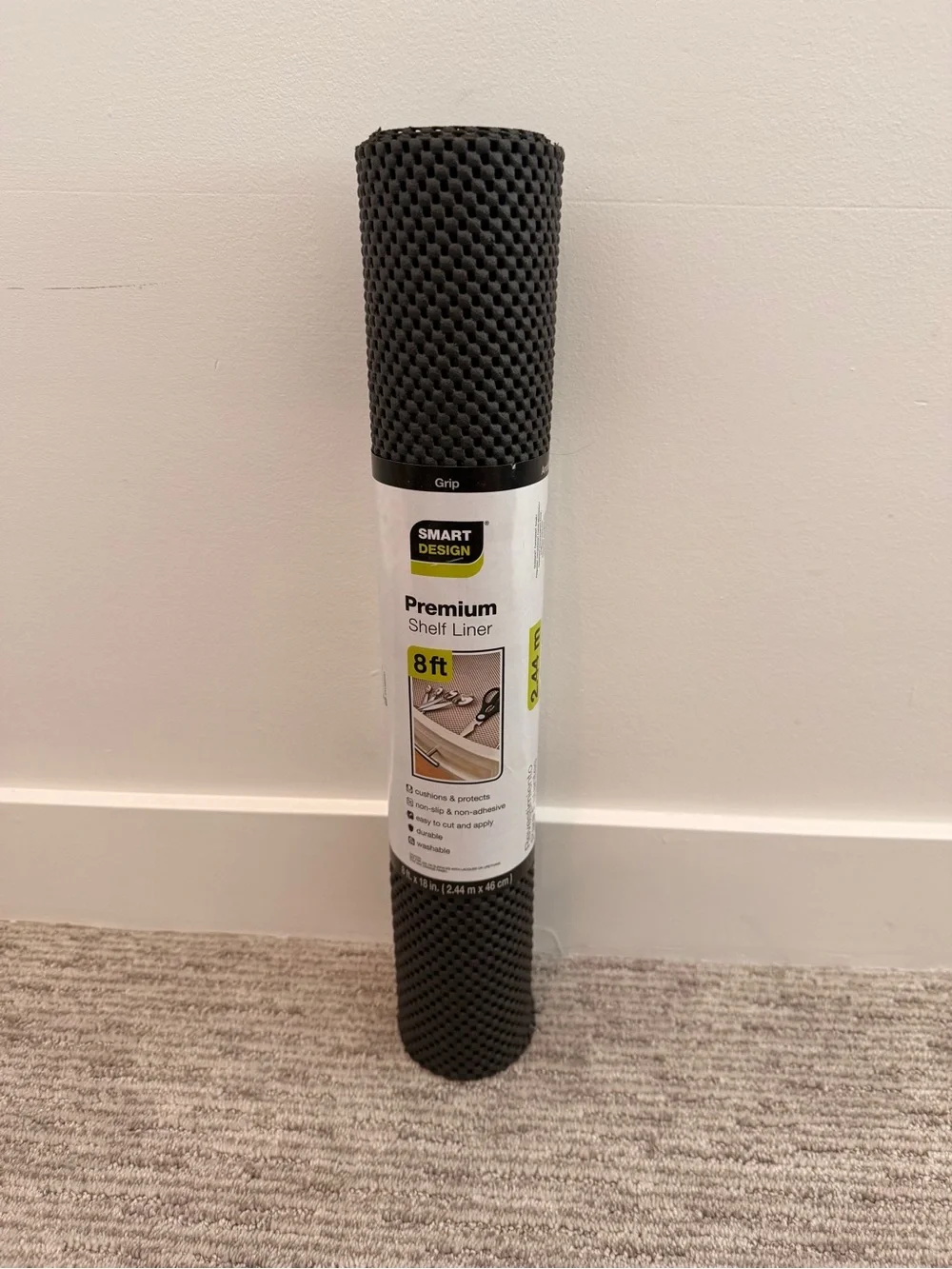 NEW! Premium Black Shelf Liner - 8 ft